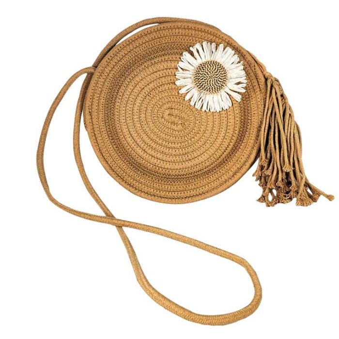 Stylish Round Straw Crossbody Bag - Image 2
