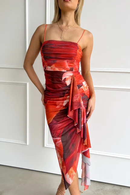 Elegant Floral Print Midi Dress