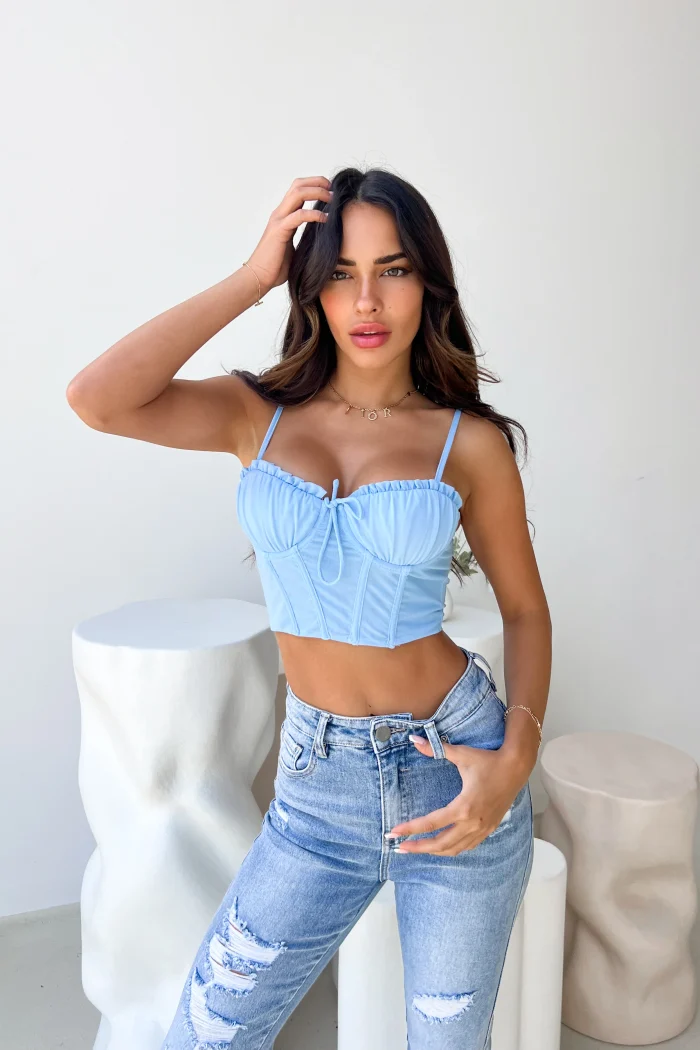 Chic Summer Blue Bralette Top - Image 2