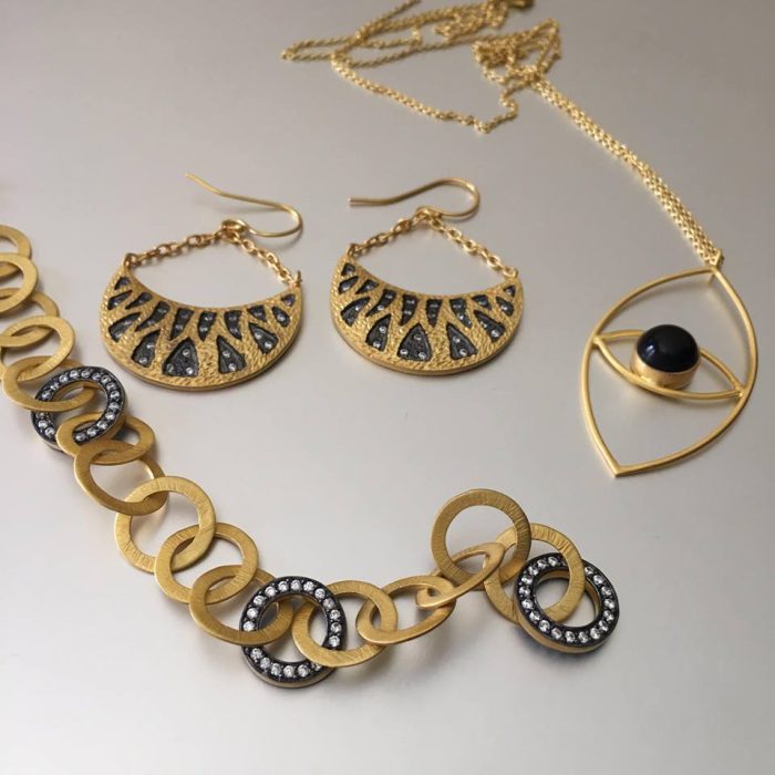 Textured Crescent Drop Earrings - Image 3