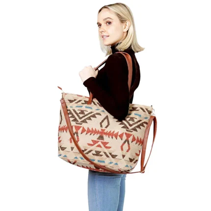 Stylish Geometric Canvas Tote Bag