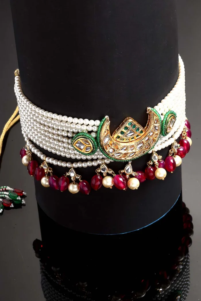Elegant Multi-Strand Pearl Choker Necklace - Image 2