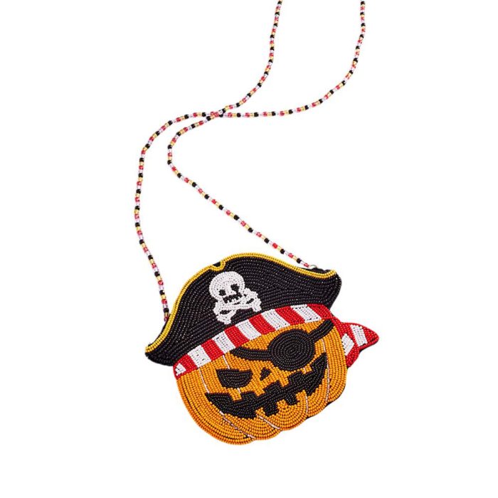 Pirate Pumpkin Beaded Shoulder Bag - Image 3