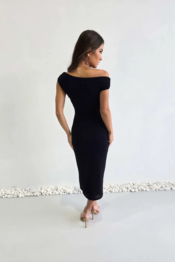 Elegant Off-Shoulder Black Dress - Image 6