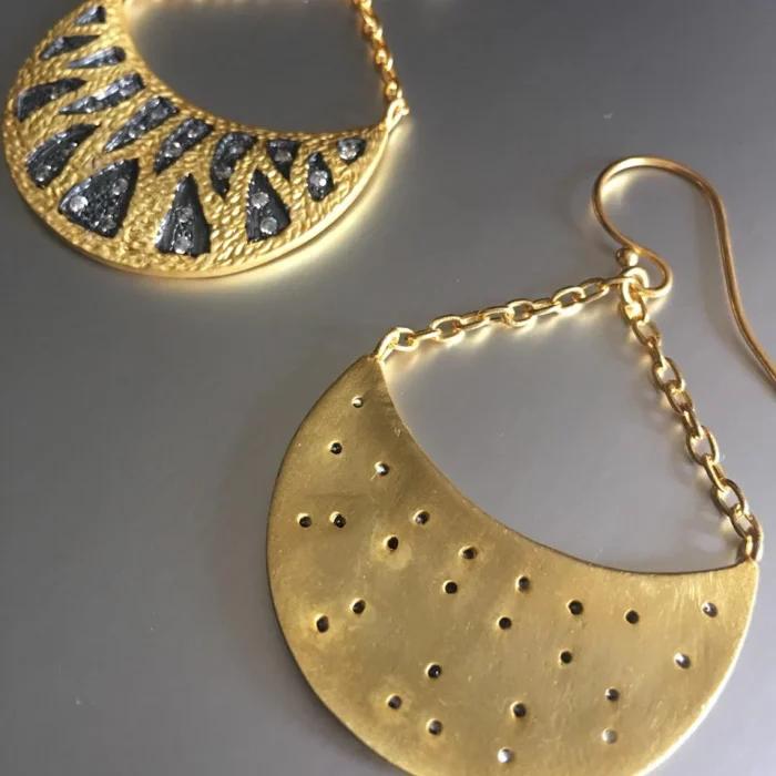 Textured Crescent Drop Earrings - Image 2