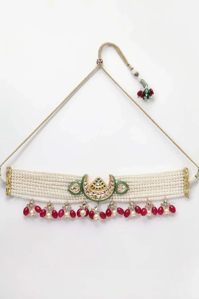 Elegant Multi-Strand Pearl Choker Necklace - Image 3