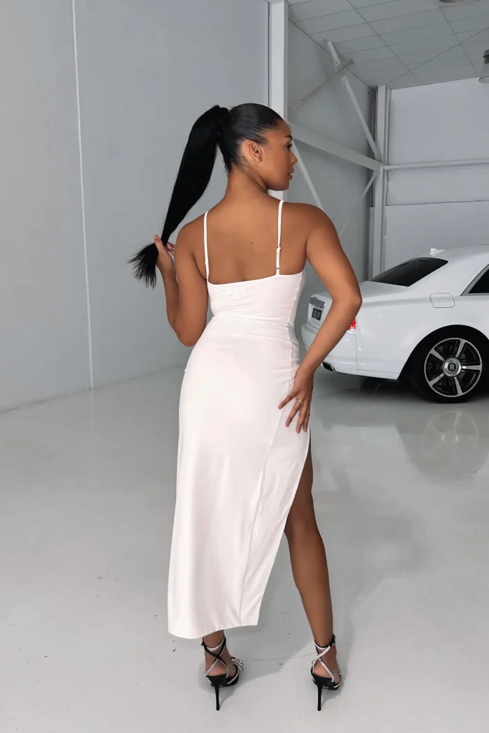 Elegant White Spaghetti Strap Maxi Dress - Image 4