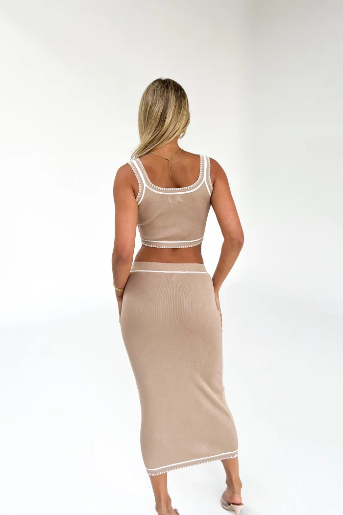 Elegant Beige Knit Two-Piece Set - Image 5