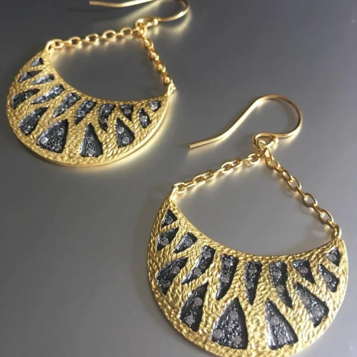 Textured Crescent Drop Earrings - Image 1