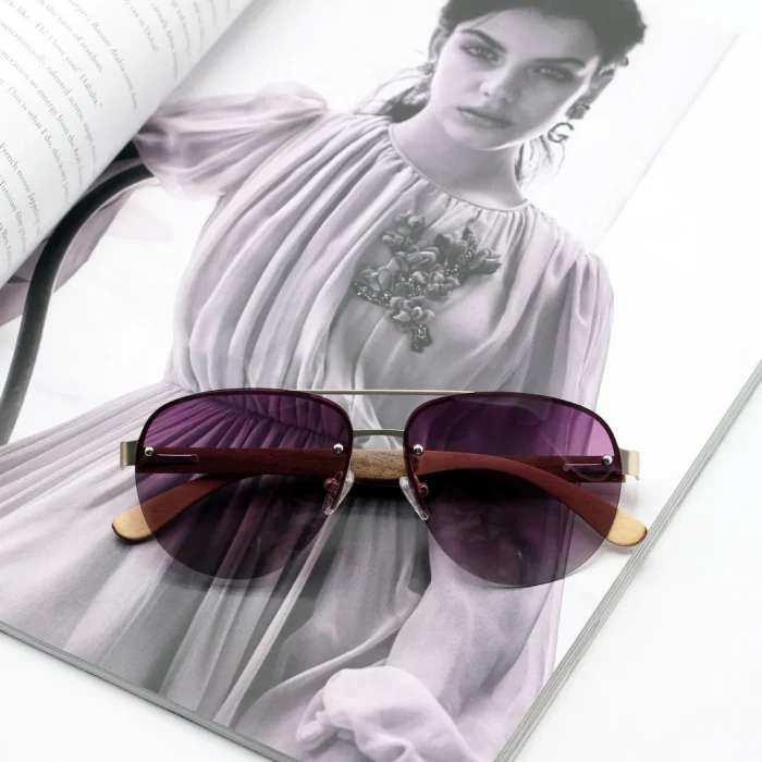 Stylish Purple Gradient Aviator Sunglasses - Image 3
