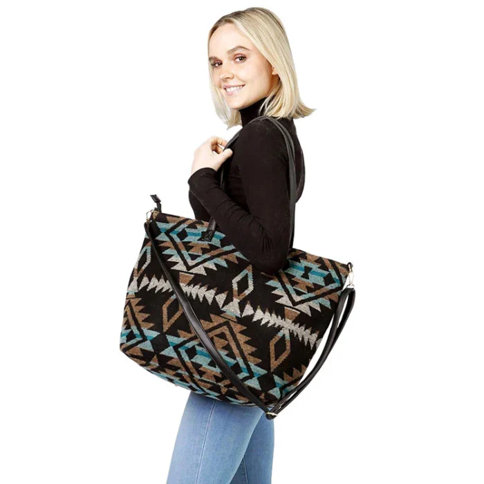 Stylish Geometric Canvas Tote Bag - Image 6