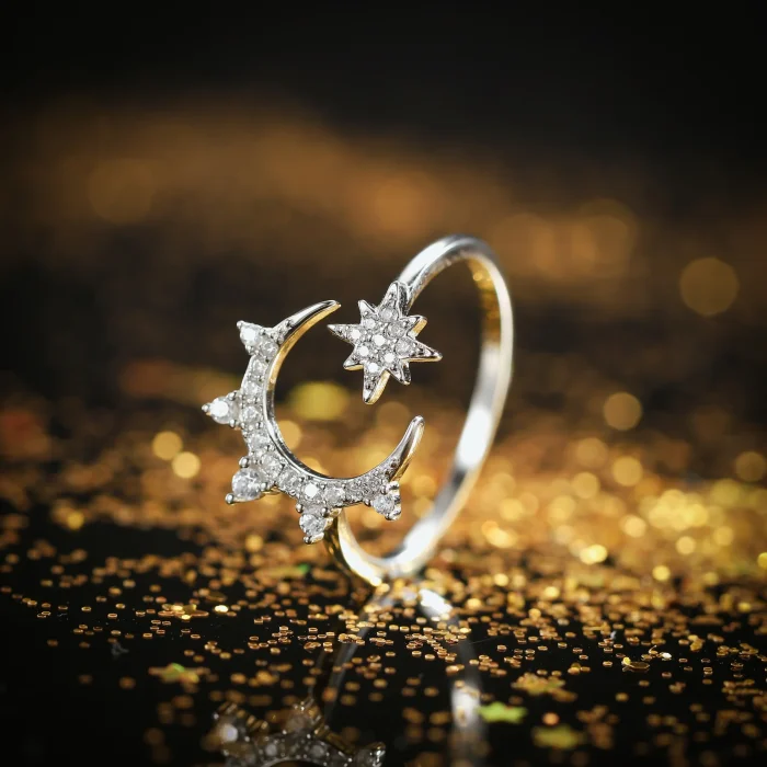 Elegant Celestial Crescent Ring - Image 2