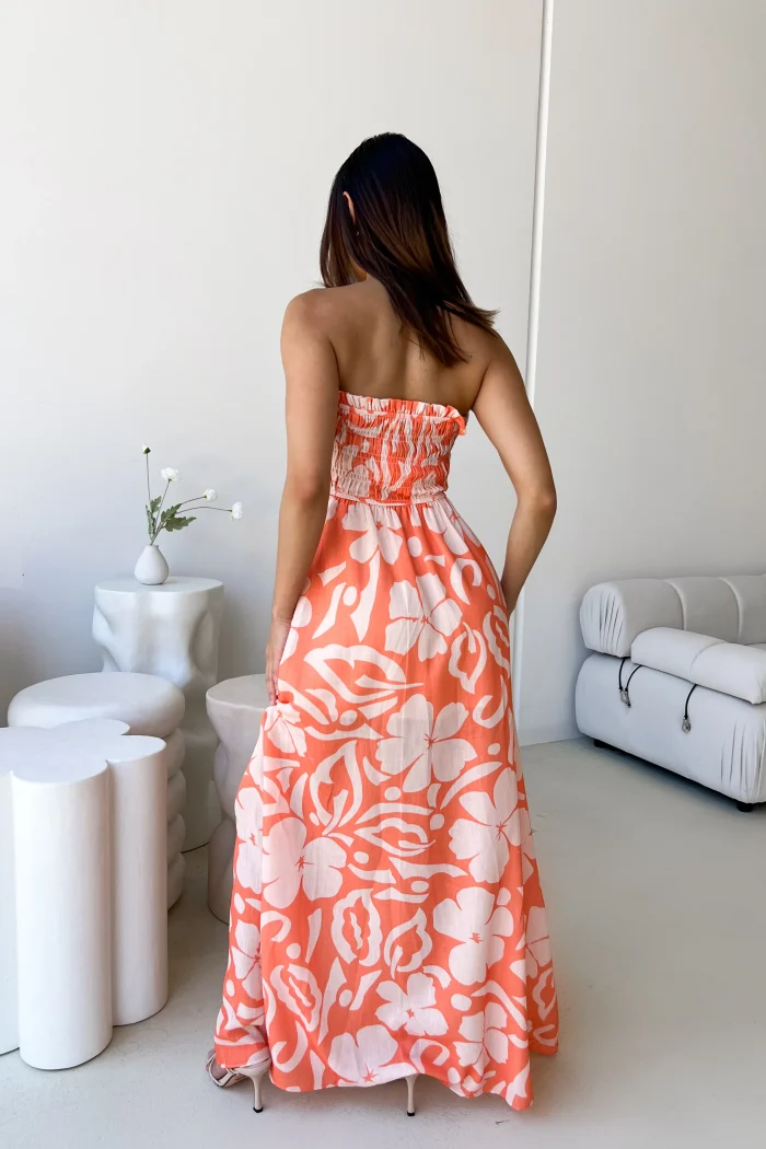 Elegant Floral Strapless Maxi Dress - Image 5