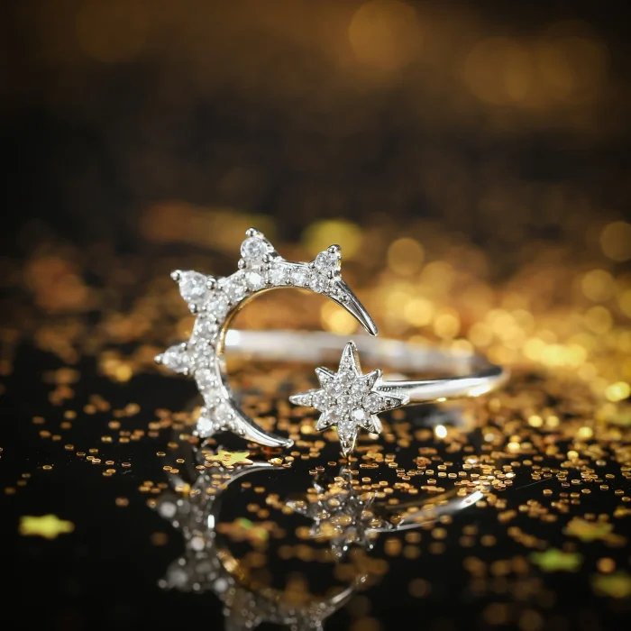 Elegant Celestial Crescent Ring - Image 3